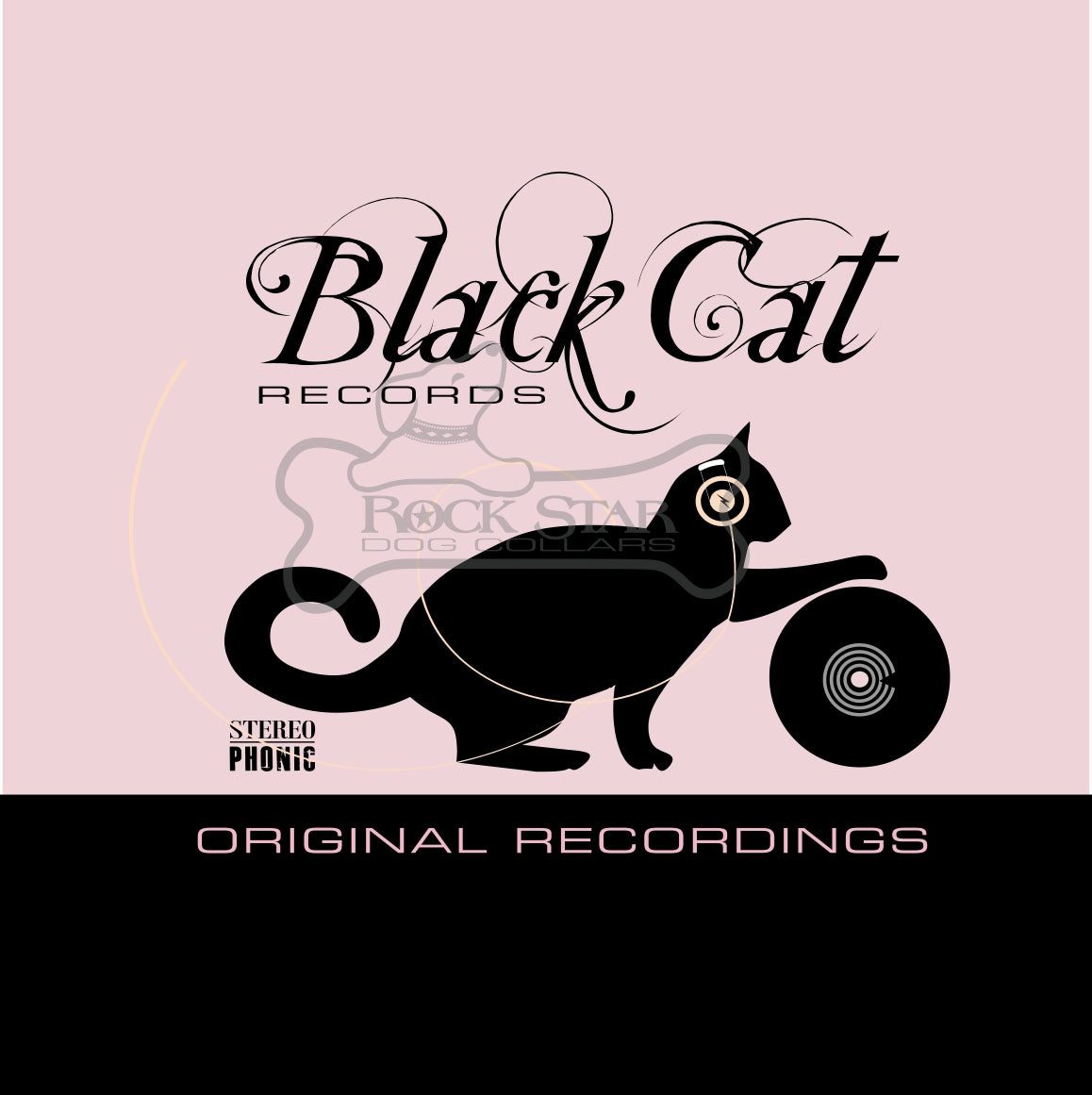 Black Cat DJ Art Print - Hand-Drawn Cat Art | Rock Star Dog Collars