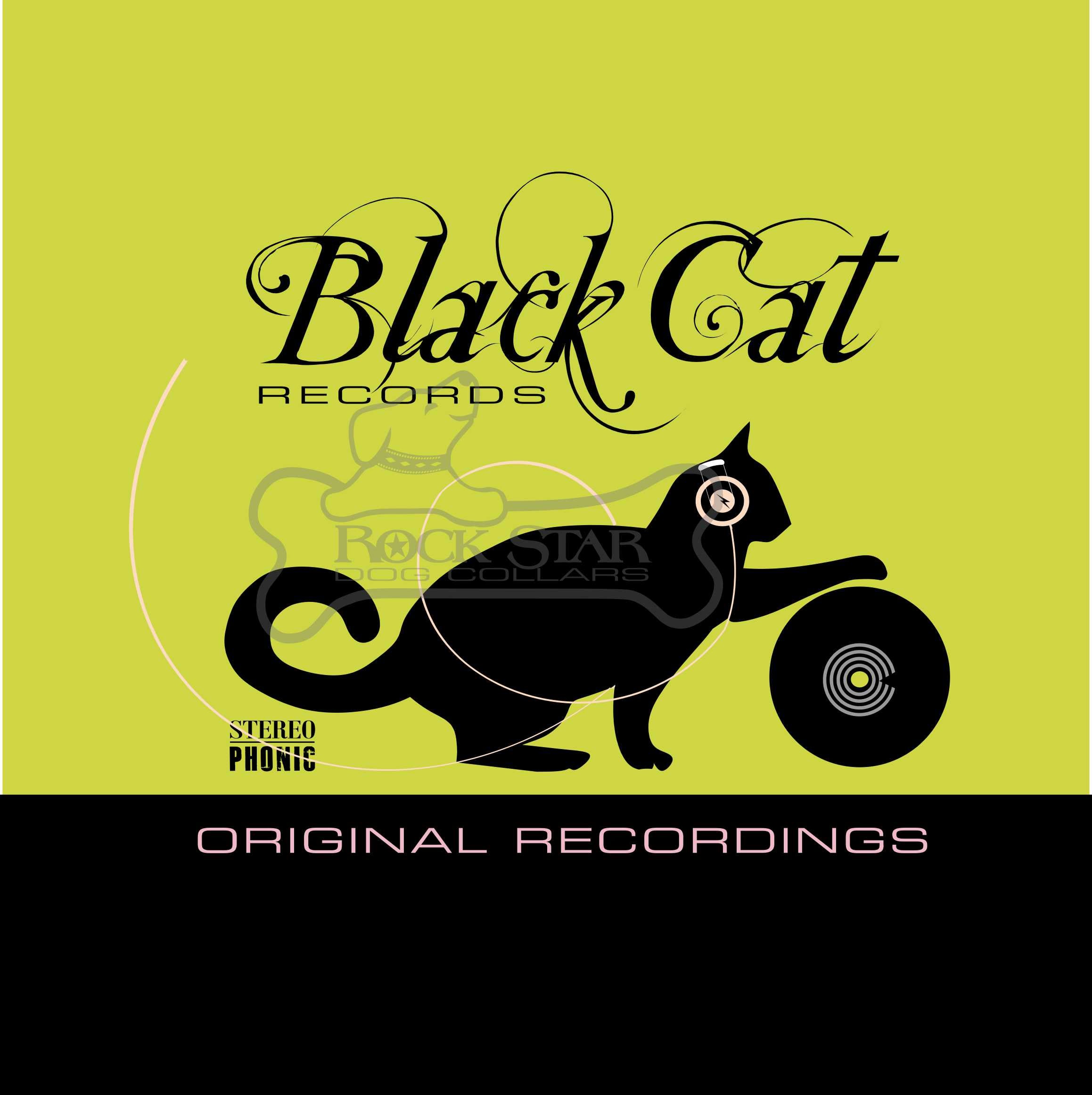 Black Cat DJ Art Print - Hand-Drawn Cat Art | Rock Star Dog Collars