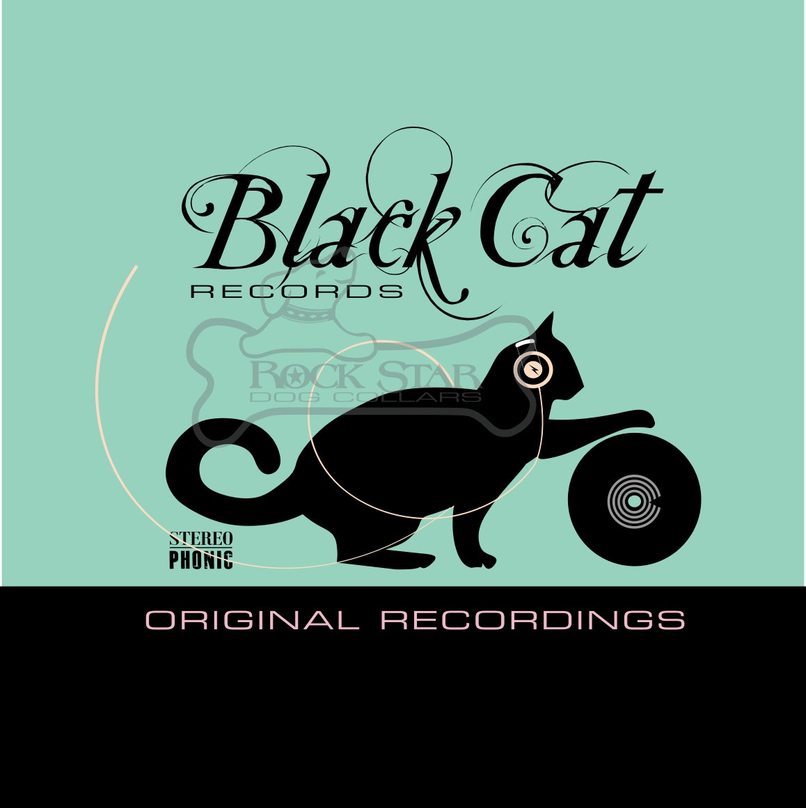 Black Cat DJ Art Print - Hand-Drawn Cat Art | Rock Star Dog Collars