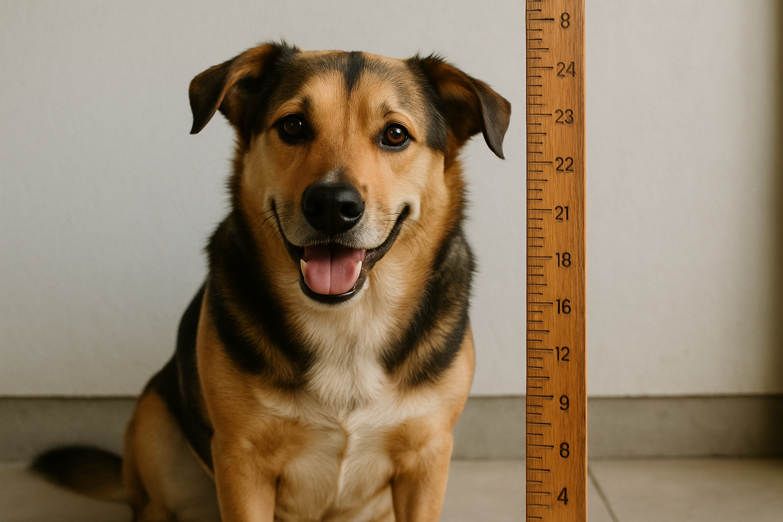dog with ruler real life