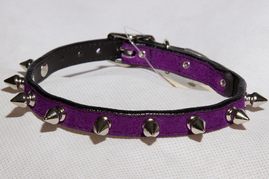 PURPLE PUNK ROCK SUEDE DOG COLLAR , Dog Collar - RockStarDogCollars