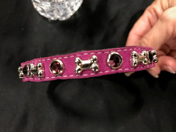 LIPSTICK PINK SUEDE COLLAR ,  - RockStarDogCollars