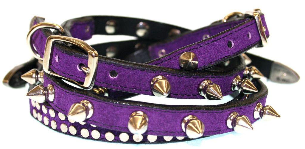 PURPLE PUNK ROCK SUEDE DOG COLLAR , Dog Collar - RockStarDogCollars