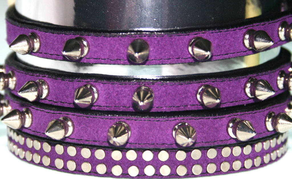 PURPLE PUNK ROCK SUEDE DOG COLLAR , Dog Collar - RockStarDogCollars