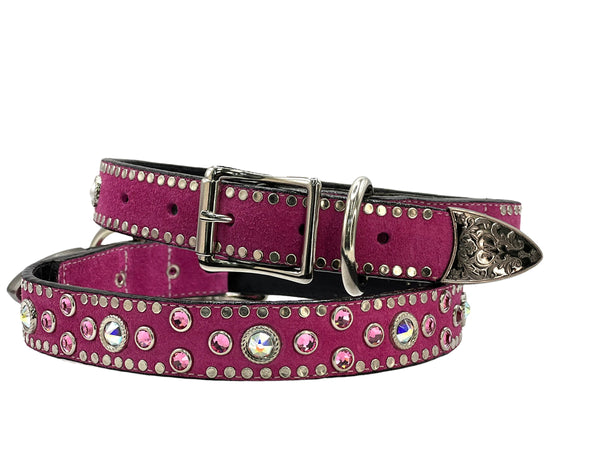 Pink Suede Dog Collar