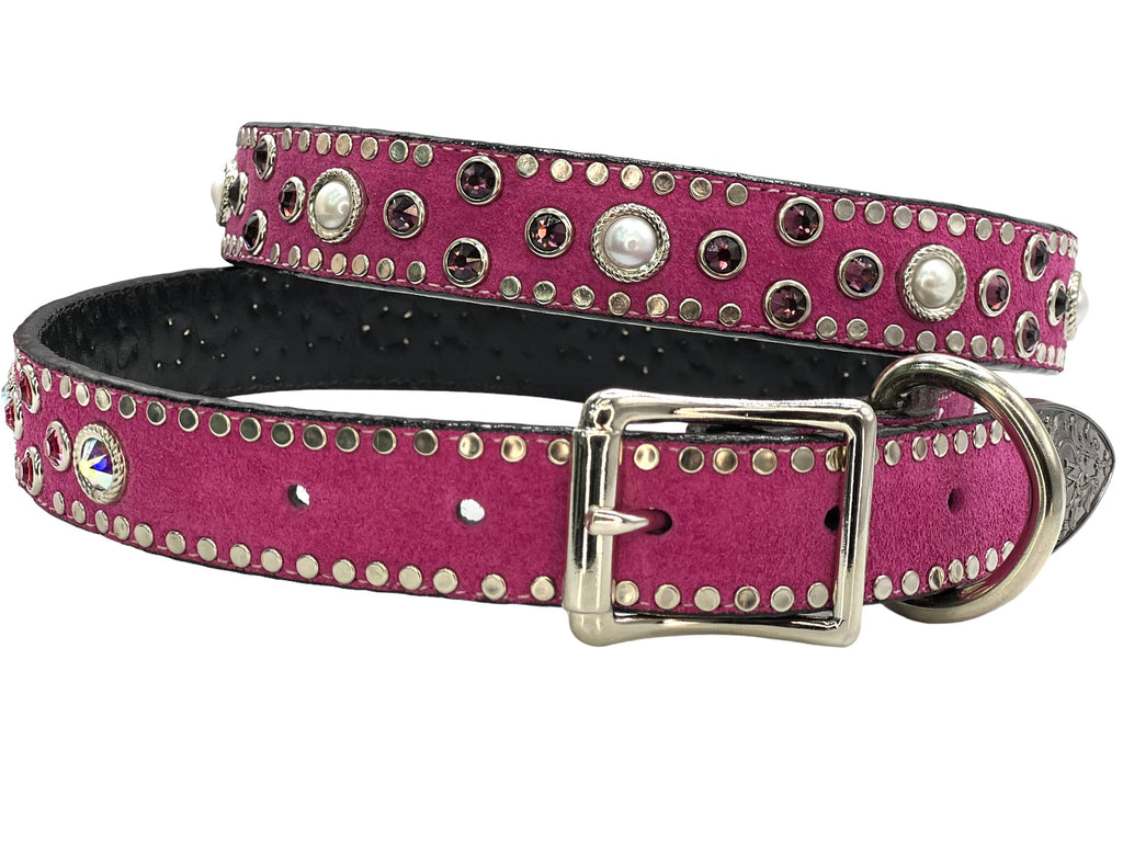 Pink Suede Dog Collar