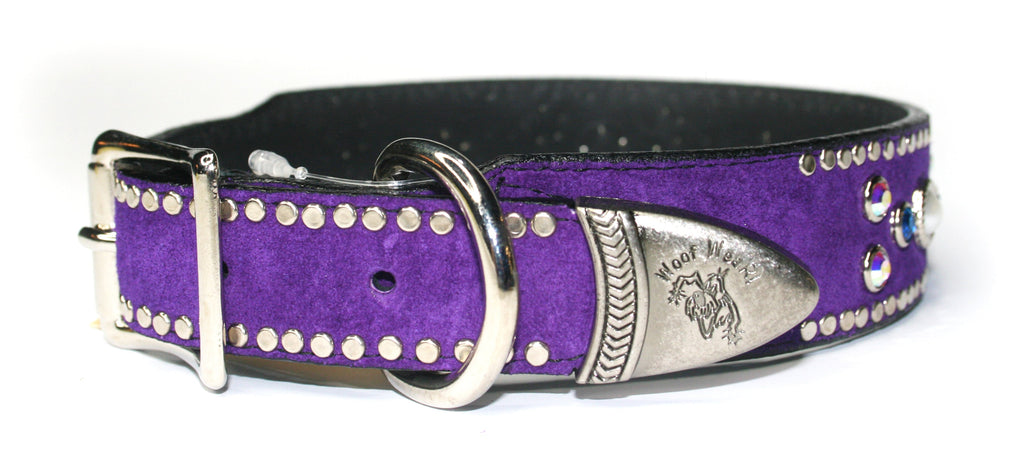 Divine Purple suede dog collar , DOG COLLARS - RockStarDogCollars